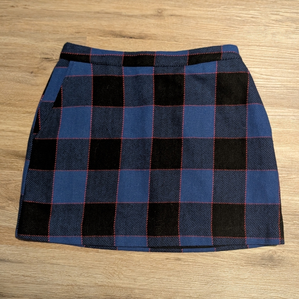 Abercrombie & Fitch Blue and Black Plaid Mini Skirt
